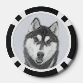 Siberische Husky (zwart en wit) schilderende hond Poker Chips (Achterkant)