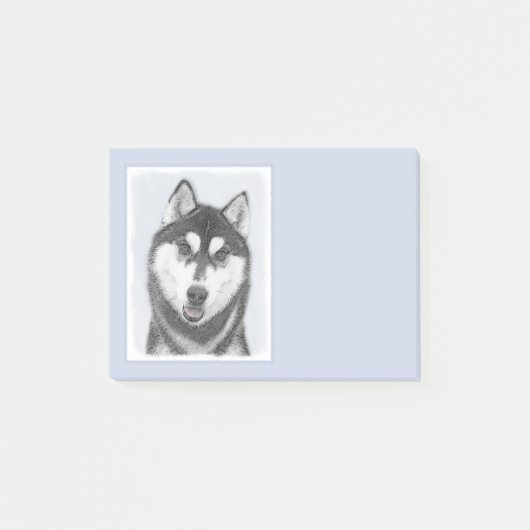 Siberische Husky (zwart en wit) schilderende hond Post-it® Notes (Voorkant)