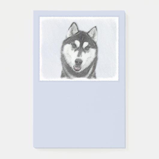 Siberische Husky (zwart en wit) schilderende hond Post-it® Notes (Voorkant)