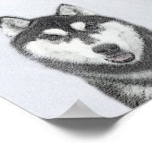 Siberische Husky (zwart en wit) schilderende hond  Poster (Hoek)