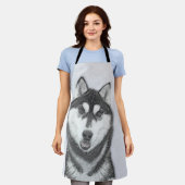 Siberische Husky (zwart en wit) schilderende hond  Schort (Gedragen)
