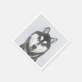 Siberische Husky (zwart en wit) schilderende hond  Servet (Hoek)