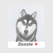 Siberische Husky (zwart en wit) schilderende hond Sticker (Vel)