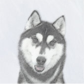 Siberische Husky (zwart en wit) schilderende hond Sticker (Voorkant)