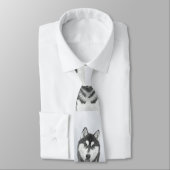 Siberische Husky (zwart en wit) schilderende hond  Stropdas (Gebonden)