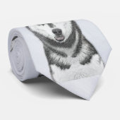 Siberische Husky (zwart en wit) schilderende hond  Stropdas (Opgerold)