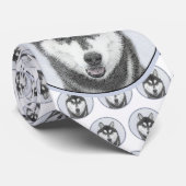 Siberische Husky (zwart en wit) schilderende hond  Stropdas (Opgerold)