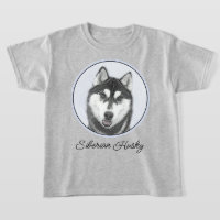 Siberische Husky (zwart en wit) schilderende hond 