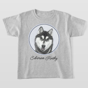 Siberische Husky (zwart en wit) schilderende hond  T-shirt