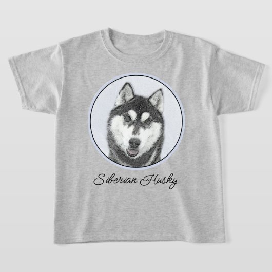 Siberische Husky (zwart en wit) schilderende hond  T-shirt (Laagn)