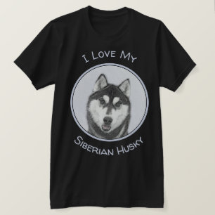 Siberische Husky (zwart en wit) schilderende hond  T-shirt
