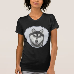Siberische Husky (zwart en wit) schilderende hond  T-shirt