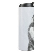 Siberische Husky (zwart en wit) schilderende hond  Thermosbeker (Gedraaid links)