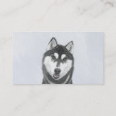 Siberische Husky (zwart en wit) schilderende hond  Visitekaartje (Achterkant)
