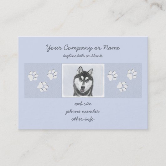 Siberische Husky (zwart en wit) schilderende hond  Visitekaartje (Voorkant)