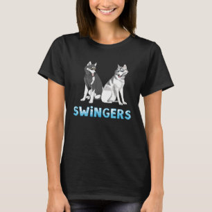 Siberische husky's die brillen dragen slingeren me t-shirt