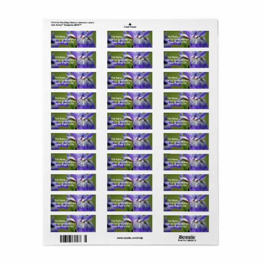 Siberische Iris bloem retour adres label (Full Sheet)