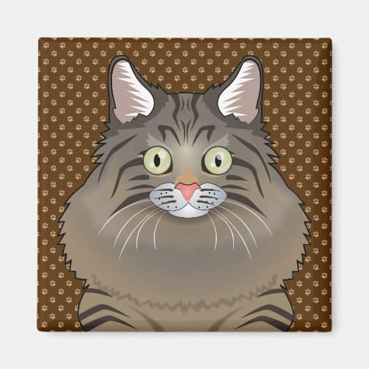 Siberische kat Cartoon Paws Magneet (Voorkant)