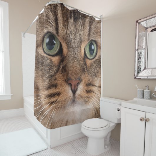 Siberische Kat Gezicht Douchegordijn (In situ)