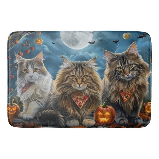 Siberische kat Halloween Spooky Badmat (Voorkant)