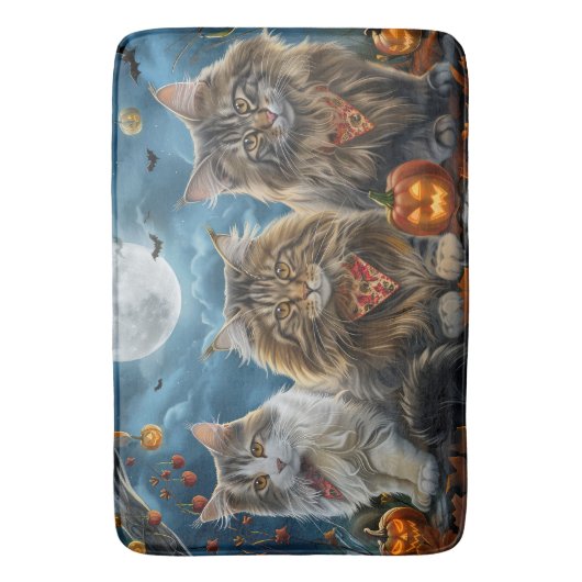Siberische kat Halloween Spooky Badmat (Voorkant Verticaal)