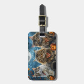 Siberische kat Halloween Spooky Bagagelabel (Voorkant verticaal)