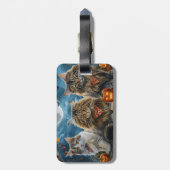 Siberische kat Halloween Spooky Bagagelabel (Achterkant verticaal)