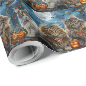 Siberische kat Halloween Spooky Cadeaupapier (Rol Hoek)