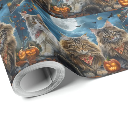 Siberische kat Halloween Spooky Cadeaupapier (Rol Hoek)
