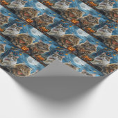 Siberische kat Halloween Spooky Cadeaupapier (Hoek)