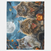 Siberische kat Halloween Spooky Fleece Deken (Voorkant)