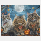 Siberische kat Halloween Spooky Fleece Deken (Voorkant (Horizontaal))