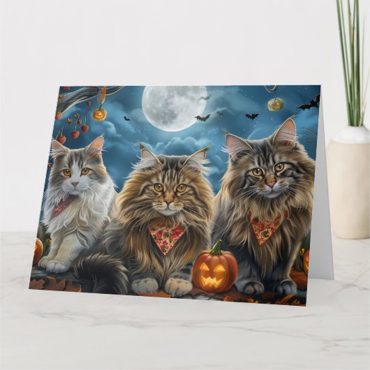 Siberische kat Halloween Spooky Kaart (Voorkant)