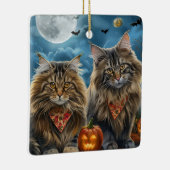 Siberische kat Halloween Spooky Keramisch Ornament (Rechts)
