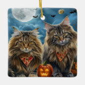 Siberische kat Halloween Spooky Keramisch Ornament (Voorkant)