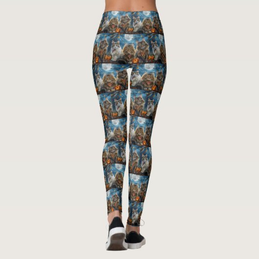 Siberische kat Halloween Spooky Leggings (Achterkant)