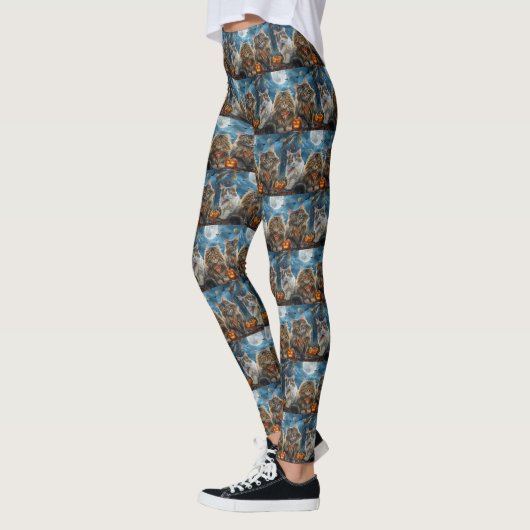 Siberische kat Halloween Spooky Leggings (Links)