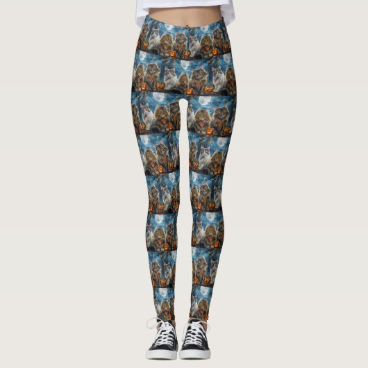 Siberische kat Halloween Spooky Leggings (Voorkant)