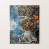 Siberische kat Halloween Spooky Legpuzzel (Verticaal)