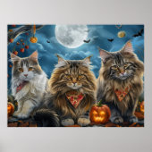 Siberische kat Halloween Spooky Poster (Voorkant)