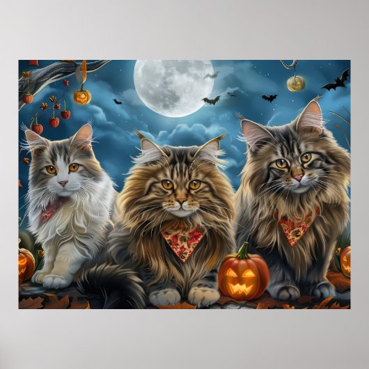 Siberische kat Halloween Spooky Poster (Voorkant)