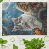 Siberische kat Halloween Spooky Theedoek (Gevouwen)