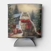 Siberische kat in Kerstmis met sneeuw Blikjeskoeler (Voorkant)