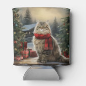 Siberische Kat in Sneeuw Kerstmis Blikjeskoeler (Achterkant)