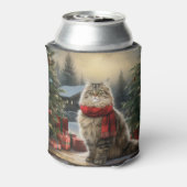 Siberische Kat in Sneeuw Kerstmis Blikjeskoeler (Blikje Achterkant)