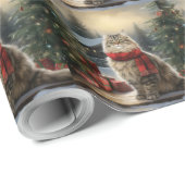 Siberische Kat in Sneeuw Kerstmis Cadeaupapier (Rol Hoek)