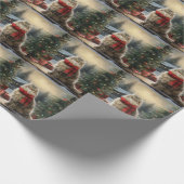 Siberische Kat in Sneeuw Kerstmis Cadeaupapier (Hoek)