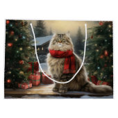 Siberische Kat in Sneeuw Kerstmis Groot Cadeauzakje (Achterkant)