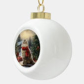 Siberische Kat in Sneeuw Kerstmis Keramische Bal Ornament (Rechts)