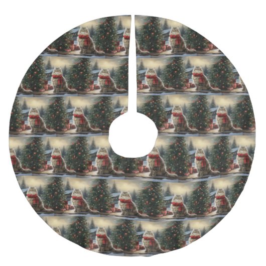 Siberische Kat in Sneeuw Kerstmis Kerstboom Rok (Voorkant)